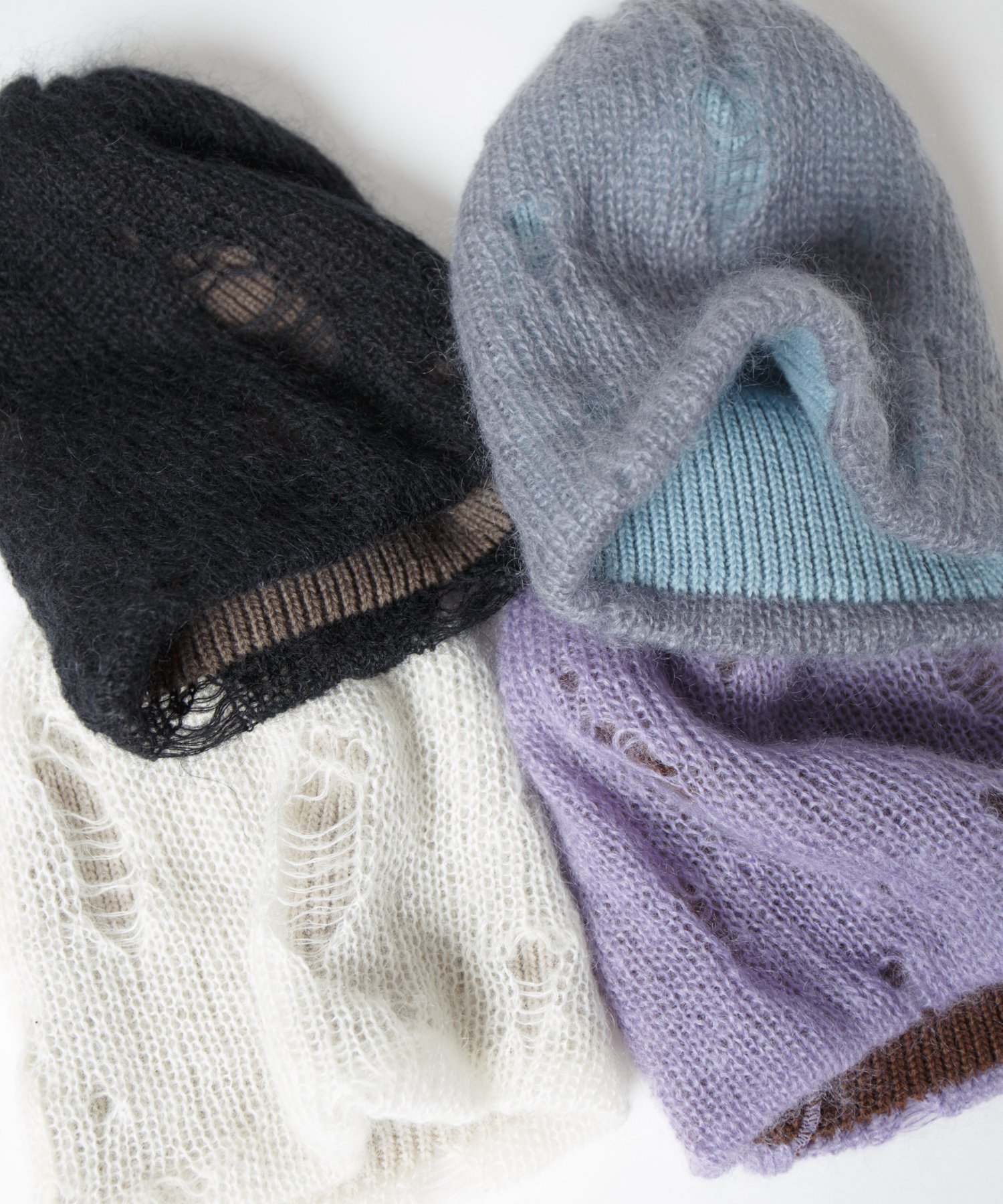 RACAL Ripped Mohair Wool Layered Knit Beanie 007W ᡼ùإ쥤䡼˥åȥӡˡ