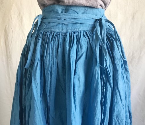 当店限定販売】 藍染 ダブルガーゼコットン ギャザースカート 型染 
