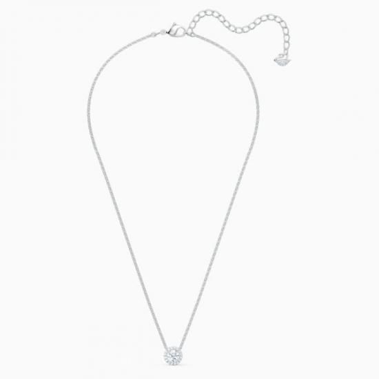 Angelic pendant, Round cut, White, Rhodium plated | Swarovski