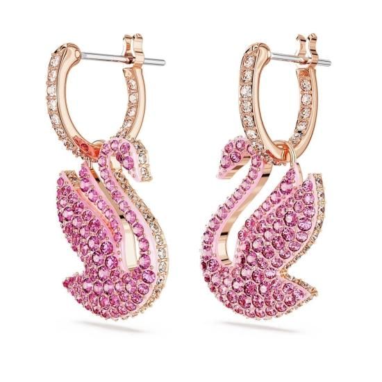 スワロフスキー Swarovski ピンク Iconic Swan ドロップピアス スワン