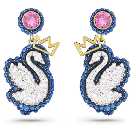 SWAROVSKI/正規品・関税・配送込SWANブルーフープドロップピアス スワロフスキー Swarovski ブルー スワン Pop Swan ドロップ