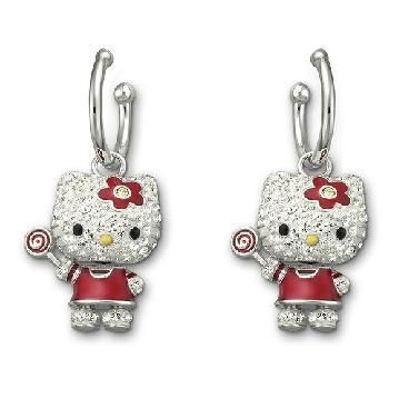 希少 【未使用】SWAROVSKI キティピアス-