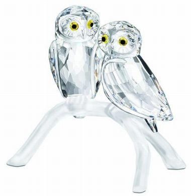 良質 スワロフスキー Swarovski ふくろうの夫婦 Couple 鳥Owl 置物 