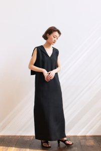 【発売開始】Linen Sailor Collar Dress (black)