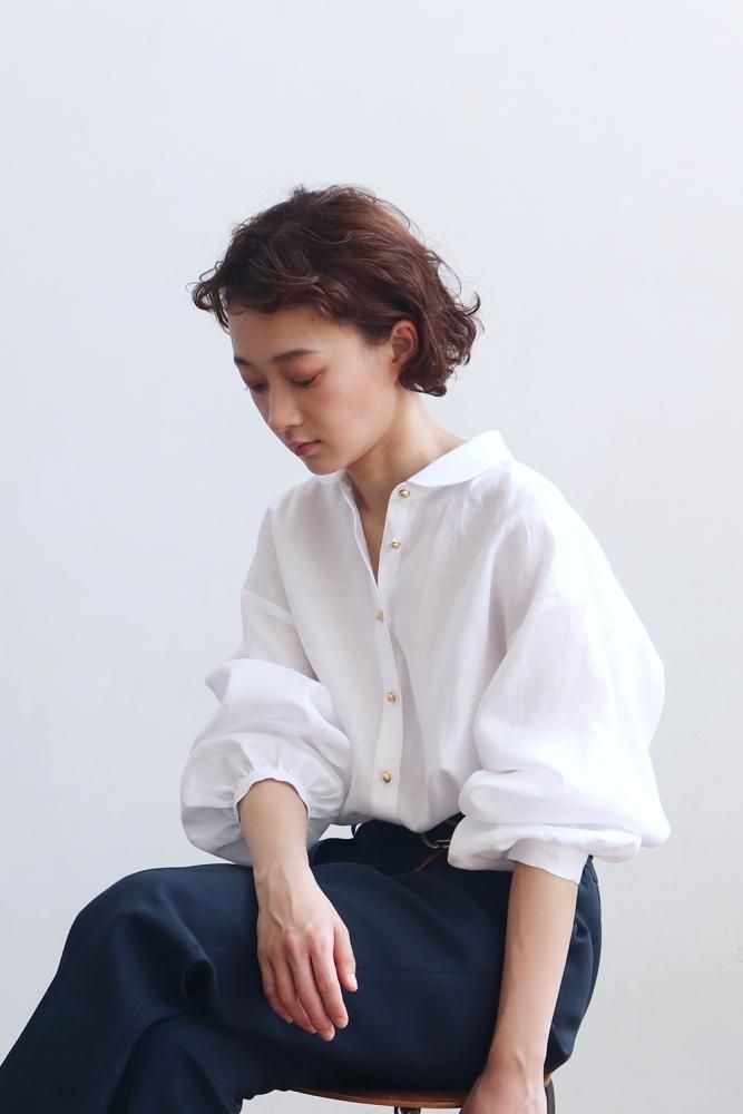 Ramie Linen Round Collar Shirt