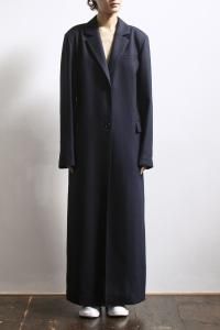 Wool Georgette Long Coat (navy)