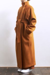 Stand Collar Long Coat (brown)