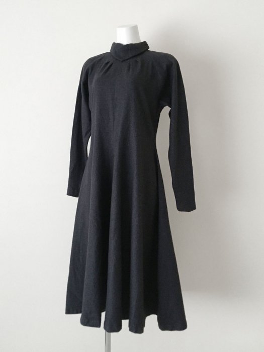 Emmanuelle Khanh Charcoal gray wool Victorian line dress - trip 