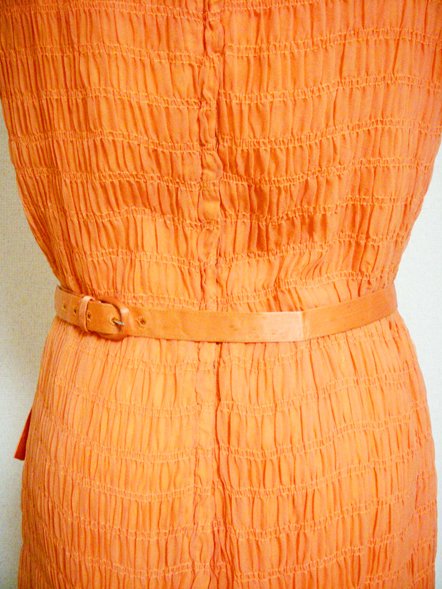 オレンジ シルク シフォン ドレス - trip vintage