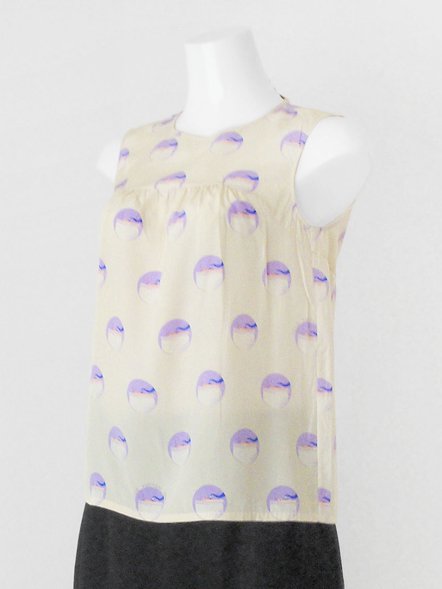 LOUIS VUITTON silk boat print sleeveless top - trip vintage