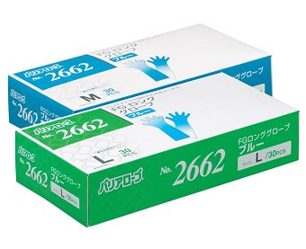 【リーブル】No.2662　FGロンググローブPE ゴム付 ブルー フリーサイズ 1ケース（600枚：30枚入×20箱） -  作業用品・業務用品のオンラインショップ 大七｜DAI-SHI-CHI