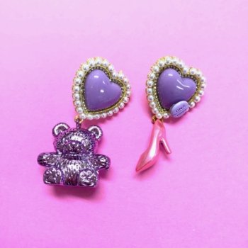 Lavender &Pink×Heart×クマピアス