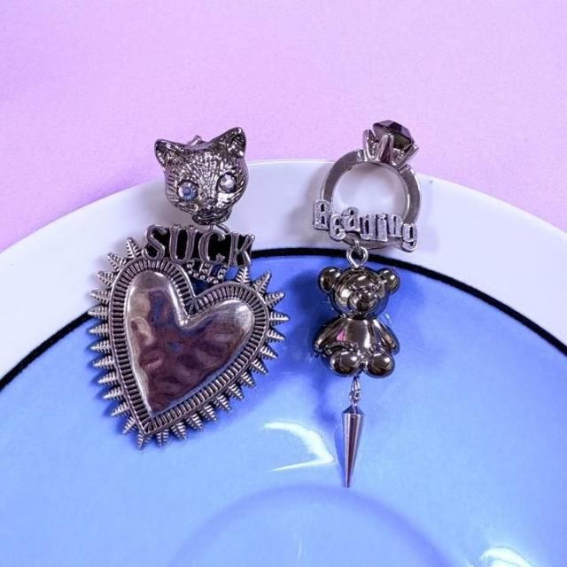DARK SILVER CAT&HEARTRING BEAR ԥ