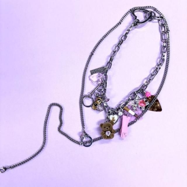 <img class='new_mark_img1' src='https://img.shop-pro.jp/img/new/icons14.gif' style='border:none;display:inline;margin:0px;padding:0px;width:auto;' />PINK&HEART CHARM  NECKLACE 3WAY  2SET