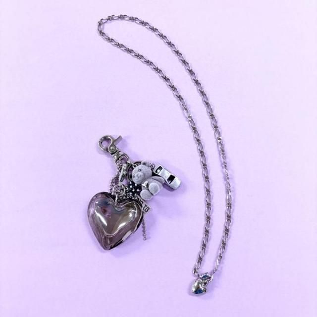 <img class='new_mark_img1' src='https://img.shop-pro.jp/img/new/icons14.gif' style='border:none;display:inline;margin:0px;padding:0px;width:auto;' />GRAY&HEART BEAR CHARM  NECKLACE 2WAY
