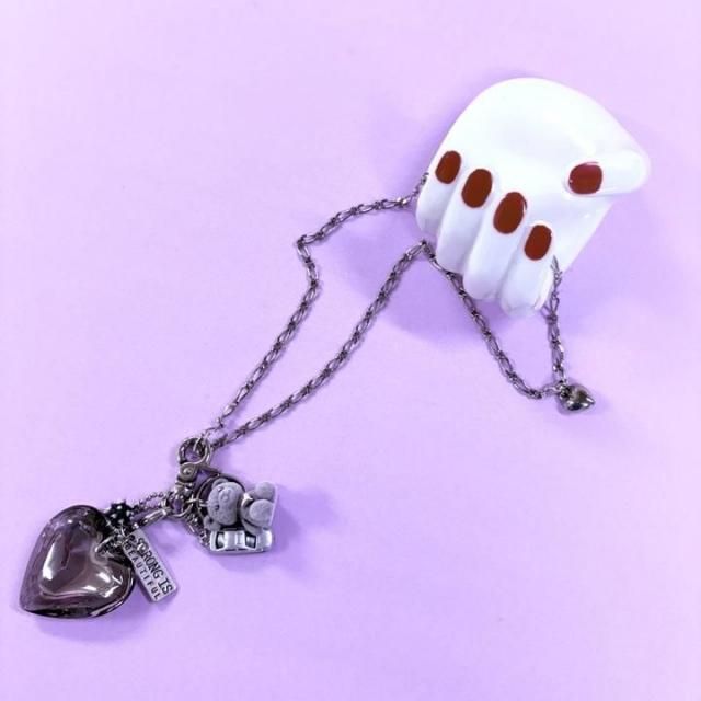 <img class='new_mark_img1' src='https://img.shop-pro.jp/img/new/icons65.gif' style='border:none;display:inline;margin:0px;padding:0px;width:auto;' />GRAY&HEART BEAR CHARM  NECKLACE 2WAY