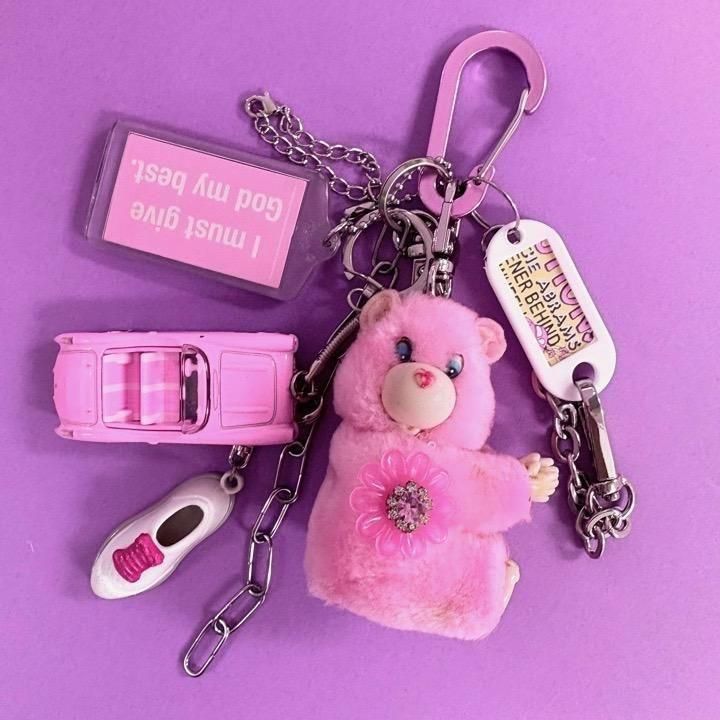 アンティーク　ピンクベア アンティーク ピンクベア VINTAGE JUNK TOY CHARM PINK BEAR×CAR