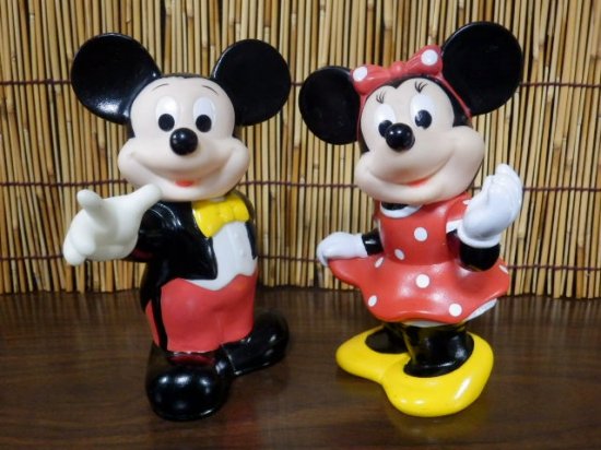 ディズニー ミッキー＆ミニー ソフビ貯金箱 ２個セット - 「宝の森」昭和レトロ雑貨、フィギュア、玩具のリサイクル