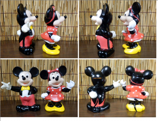 ディズニー ミッキー&ミニー ソフビ貯金箱 2個セット - 「宝の森