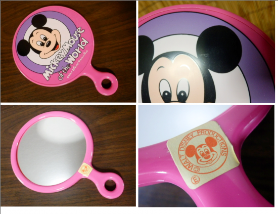 ミッキーマウス 手鏡 ピンク 昭和レトロ レトロ雑貨 フィギュア 玩具のリサイクル 宝の森