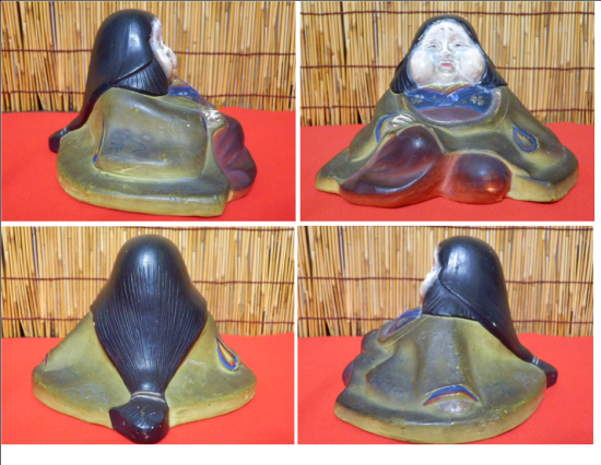 陶器製 お多福(裏春画置物)10cm - 「宝の森」昭和レトロ 陶器製 お多福(裏春画置物)10cm - 「宝の森」昭和レトロ