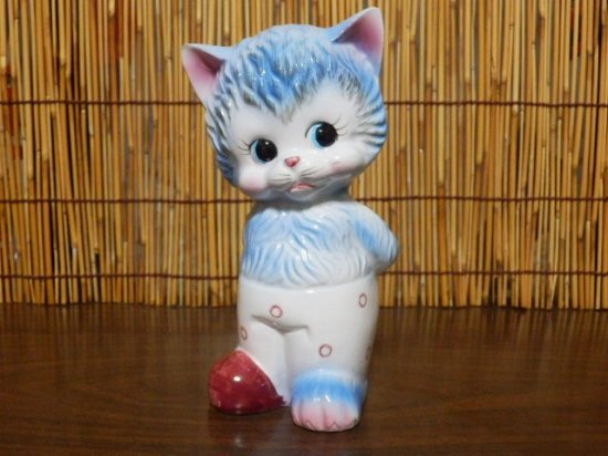 陶器製 レトロ 猫置物 １５ｃｍ - 昭和レトロ、レトロ雑貨、フィギュア 