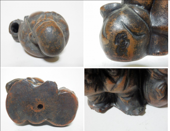 陶器製 布袋様 香炉・蝋台 置物 11.5cm - 「宝の森」昭和 陶器製 布袋様 香炉・蝋台 置物 11.5cm - 「宝の森」昭和
