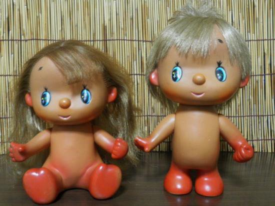 昭和レトロ　ソフビ人形　（ペア）　　 - 昭和レトロ、レトロ雑貨、フィギュア、玩具のリサイクル「宝の森」