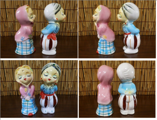 陶器製 ペア キス人形 置物（インド風）２個セット - 「宝の森」昭和レトロ雑貨、フィギュア、玩具のリサイクル