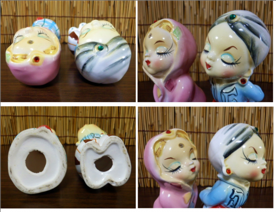 陶器製 ペア キス人形 置物（インド風）２個セット - 「宝の森」昭和レトロ雑貨、フィギュア、玩具のリサイクル