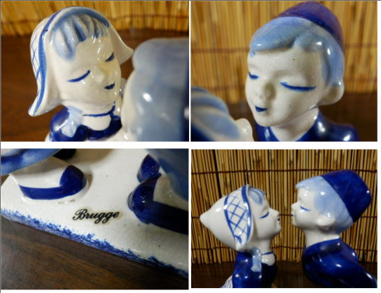 陶器製 ペア キス人形 置物（オランダ） - 「宝の森」昭和レトロ雑貨、フィギュア、玩具のリサイクル