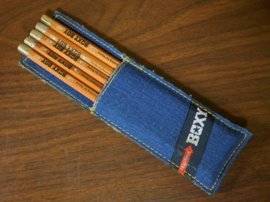 【レトロ】三菱鉛筆　BOXY 　鉛筆　5本　HB　デニムケース入り