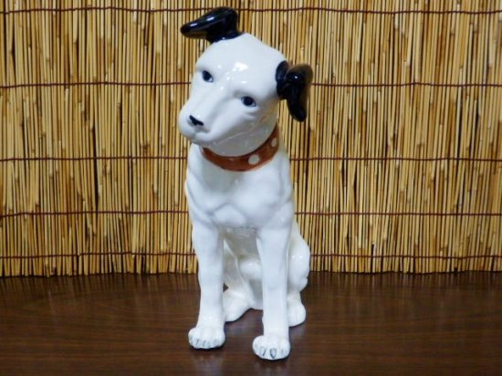 陶器製 ビクター犬ニッパー 置物 ２５ｃｍ - 「宝の森」昭和レトロ雑貨 