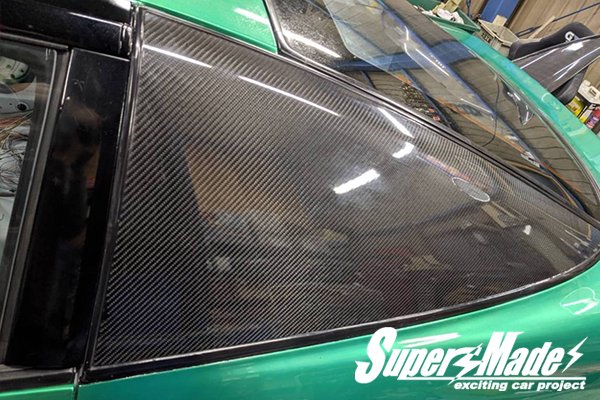 １８０ＳＸ用 リアクウォーターガラス純正タイプカーボン製三角窓- Super Made(スーパーメイド)｜エアロ販売・板金塗装・チューニング