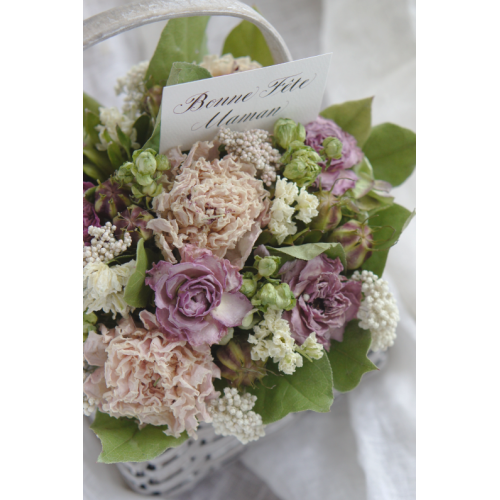 アベイユフルールバスケットアレンジ ピンクシャクヤク 限定2個 Deuxr Dried Botanicals ドライフラワー 蜜蝋花 リース 花材販売