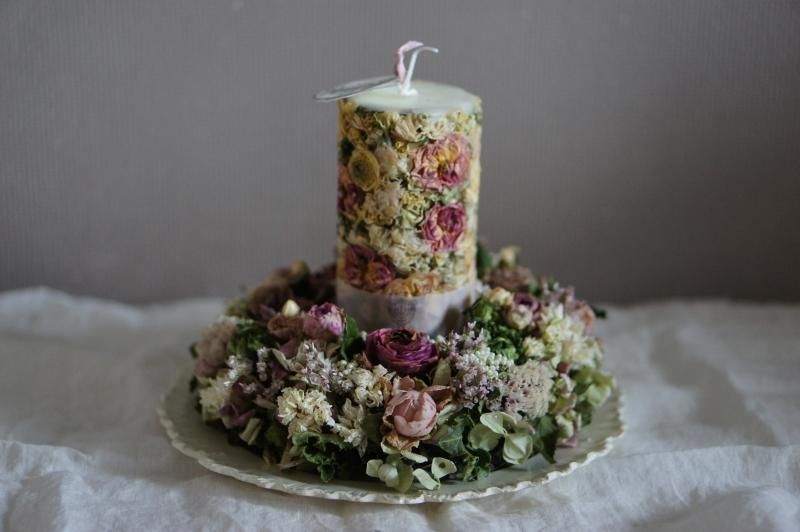 フローラルキャンドル 淡ピンク リースセット 限定1個 Deuxr Dried Botanicals ドライフラワー 蜜蝋花 リース 花材販売 フローラルキャンドル 淡ピンク リースセット 限定1個 Deuxr Dried Botanicals ドライフラワー 蜜蝋花 リース 花材販売