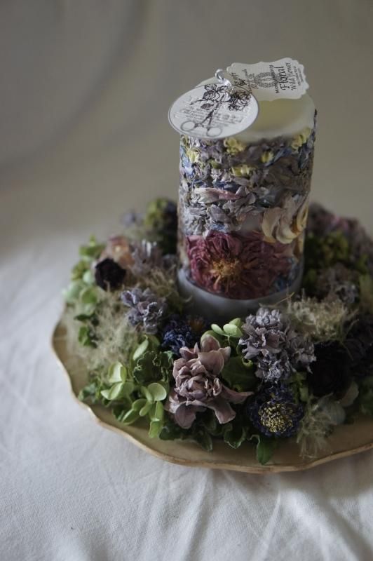 フローラルキャンドル パープル リースセット 限定1個 Deuxr Dried Botanicals ドライフラワー 蜜蝋花 リース 花材販売 フローラルキャンドル パープル リースセット 限定1個 Deuxr Dried Botanicals ドライフラワー 蜜蝋花 リース 花材販売