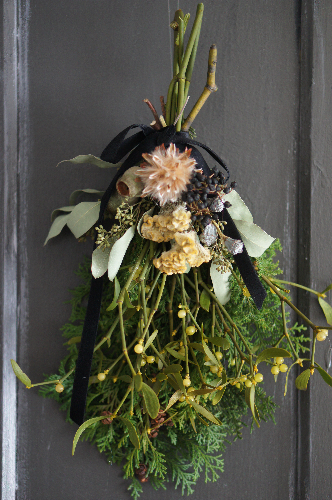 ヤドリギスワッグ クリスマスカード付 限定3個 Deuxr Dried Botanicals ドライフラワー 蜜蝋花 リース 花材販売