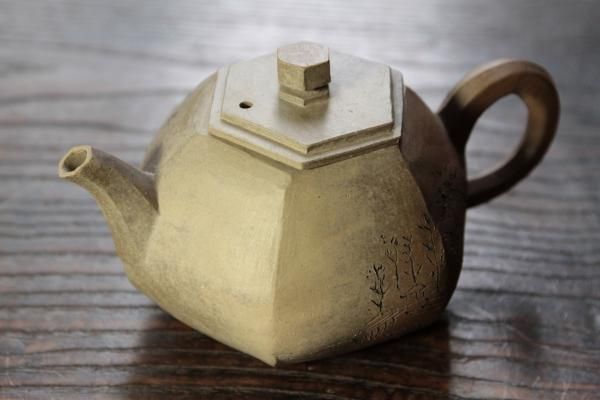 煎茶道具 常滑焼 山田陶山作 紫砂 朱泥 漢詩刻 急須 V R4355