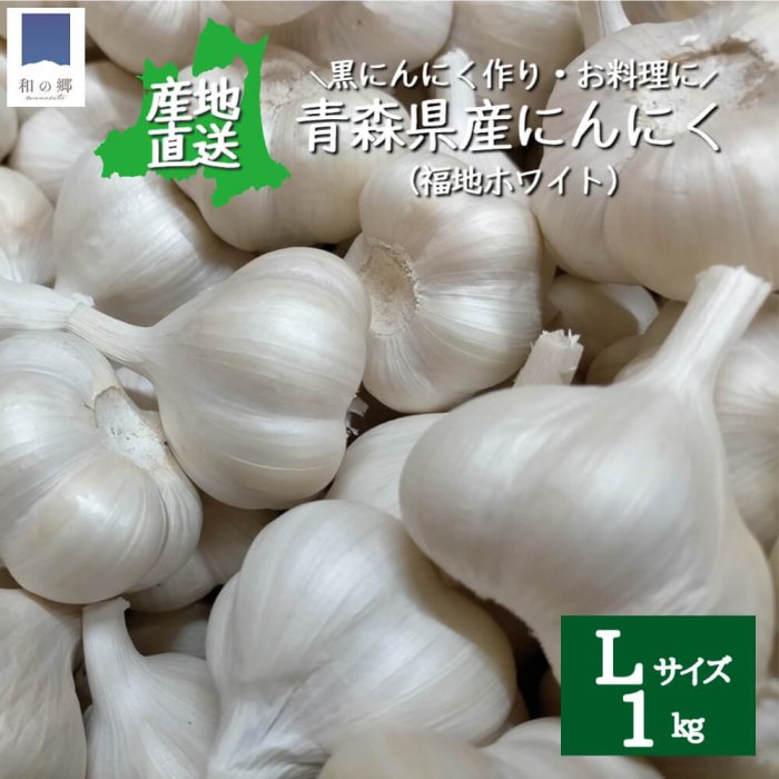 青森県産にんにく（福地ホワイト六片）Lサイズ1kg 約15玉 青森から産地直送【公式】田子のいいもの 和の郷にんにく王国