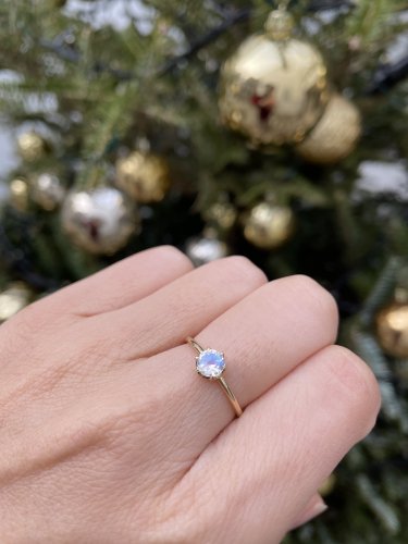 受注生産】birthday stone ring ( K18 or K10 or Pt )（6月誕生石 ムーンストーン・5 mm ） - Ame  blanche アームブランシュ Online Shop