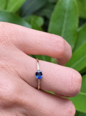 ڣʪK18 blue sapphire   diamondo ring  (0.44ct )