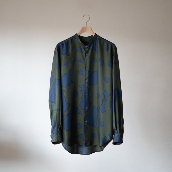 BANANATIME / SLIM GRANDAD SHIRT / BLEEDING FLOWERS GREEN - SCENE Online  Store