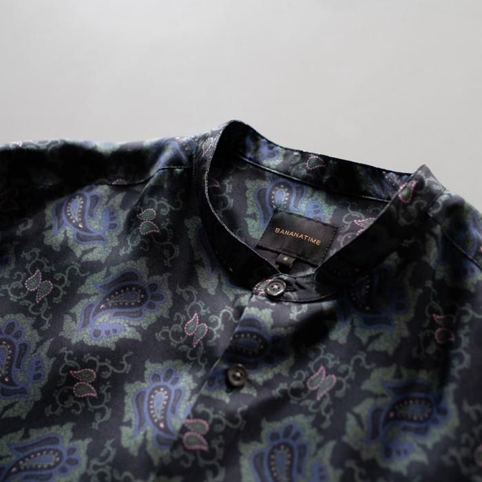 BANANATIME / SLIM GRANDAD SHIRT / PAISLEY FISH BLACK - SCENE Online Store