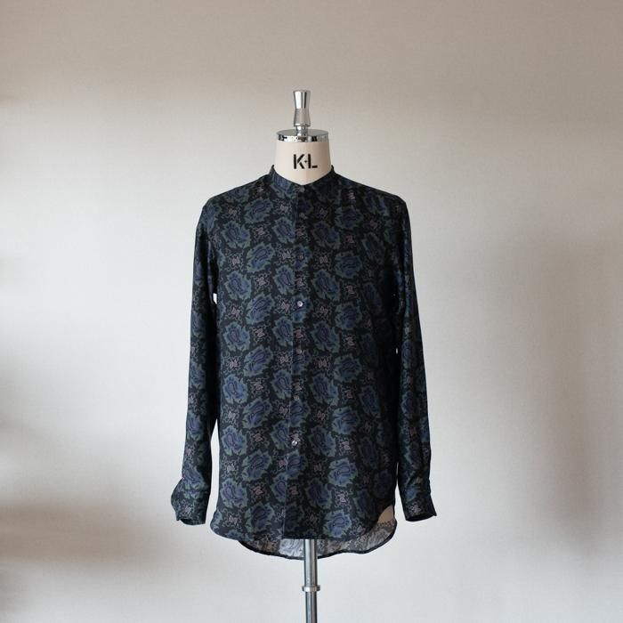 BANANATIME / SLIM GRANDAD SHIRT / PAISLEY FISH BLACK - SCENE Online Store