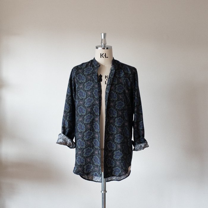 BANANATIME / SLIM GRANDAD SHIRT / PAISLEY FISH BLACK - SCENE Online Store