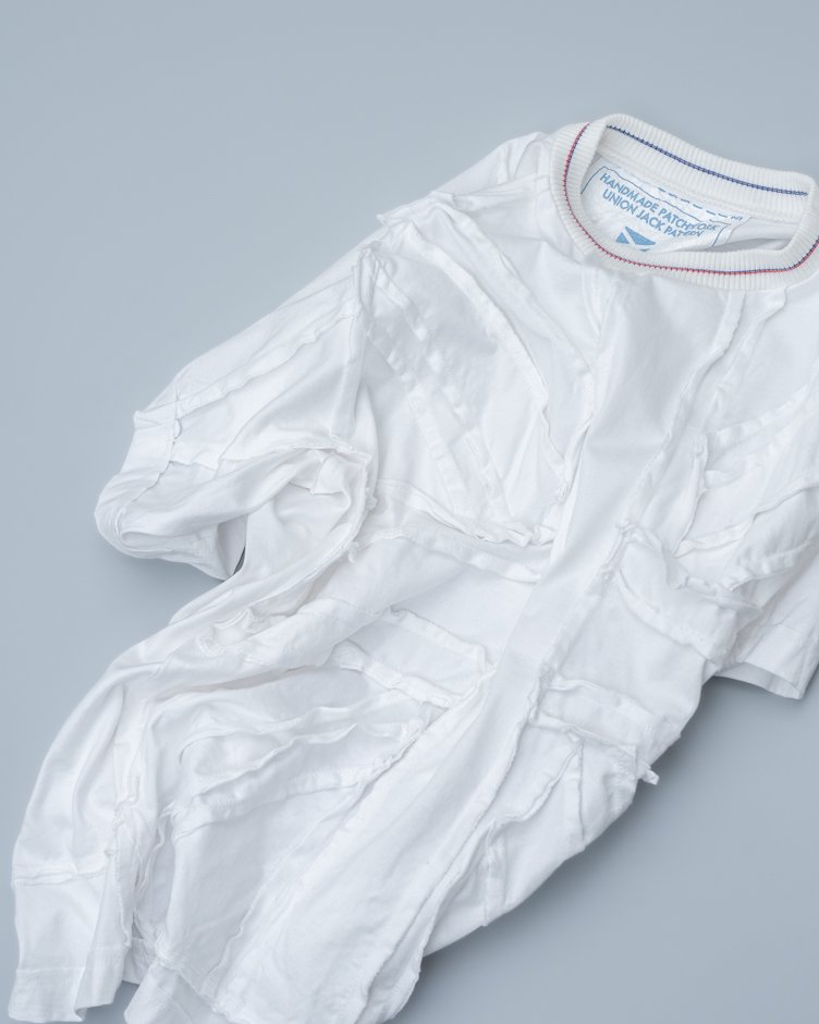 SHINYA NOMOTO / HANDMADE PATCHWORK T-Shirts / UNION JACK WHITE