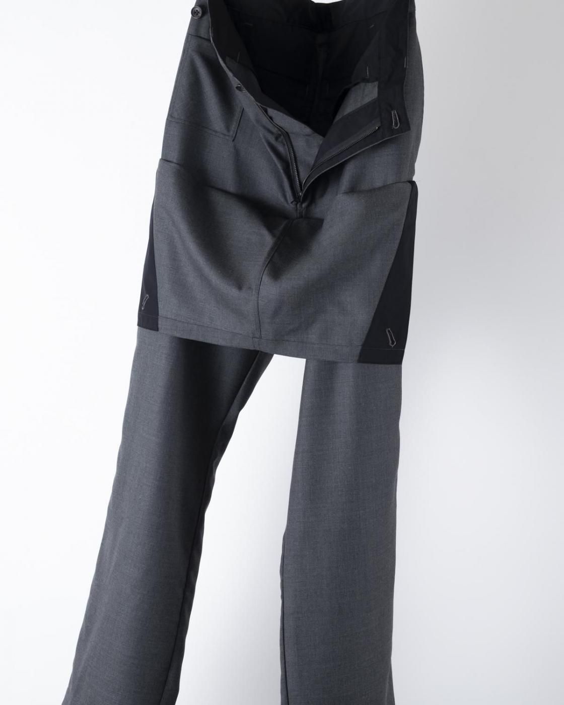 HOPPER'S BRUNCH / Wool Motorcycle Trousers / GREY