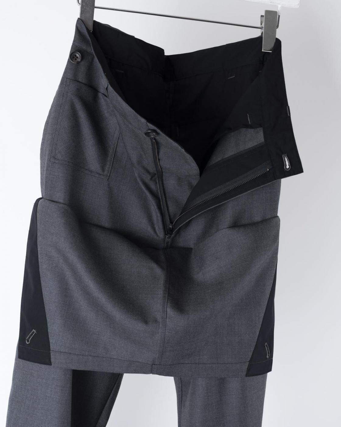 HOPPER'S BRUNCH / Wool Motorcycle Trousers / GREY