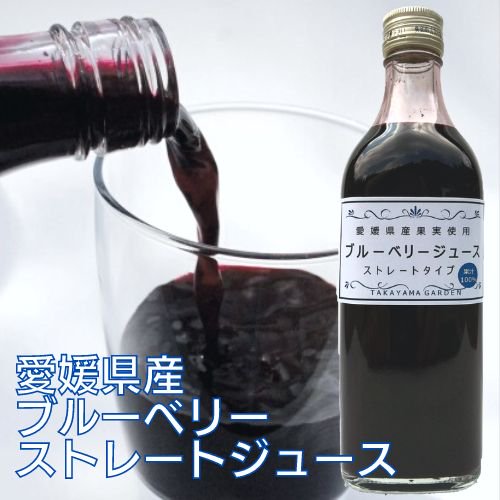 愛媛県産・自社農園ブルーベリー100%使用 たかやまブルーベリーストレートジュース（500ml）1本入り